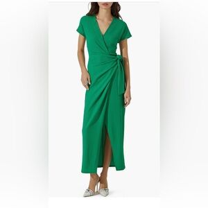 Wayf Emerald Green Wrap Maxi Dress with Side Knot